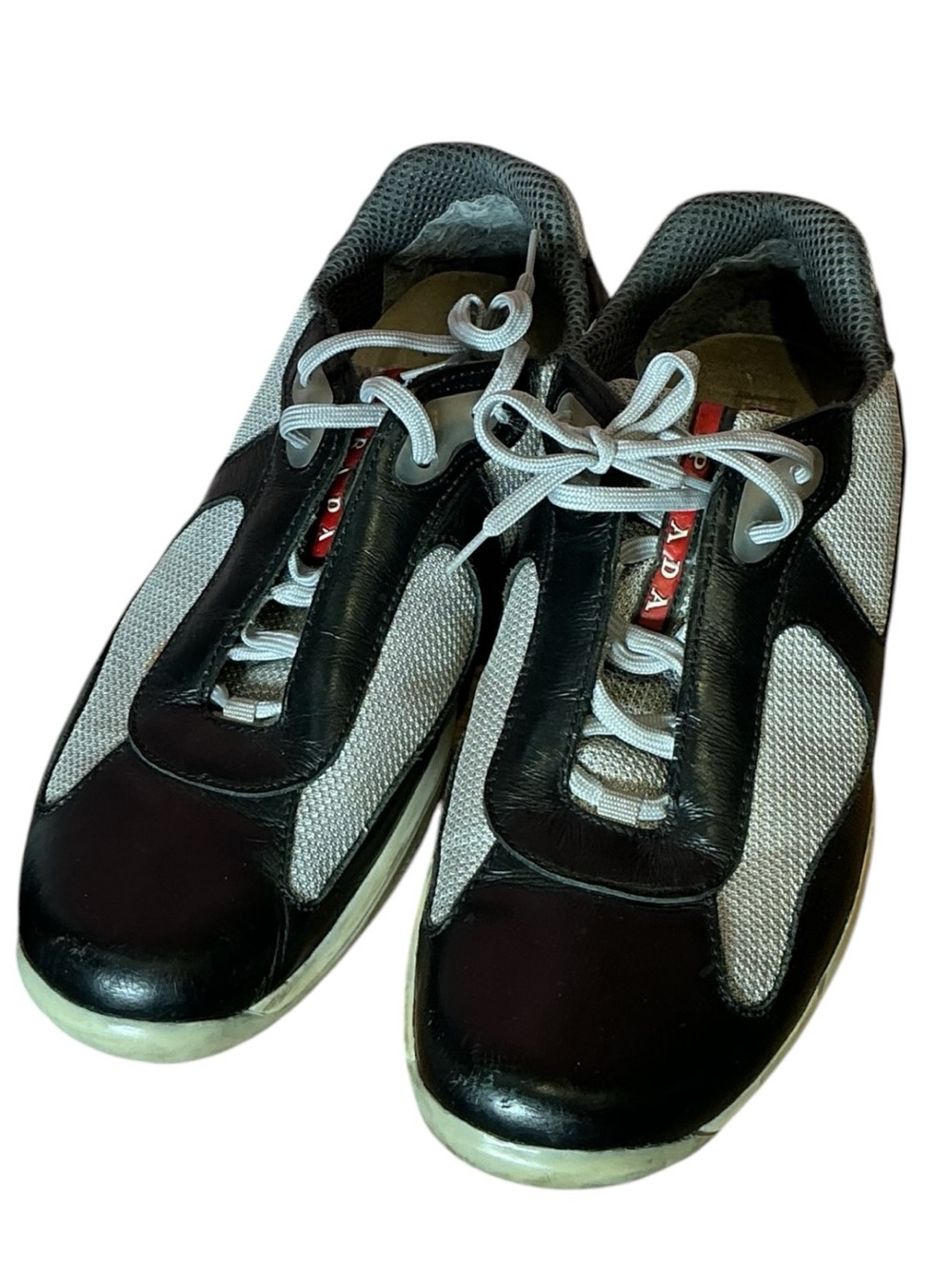Y2K Prada Mesh Nylon Men's America Cup Leather Low Profile Sneakers 10